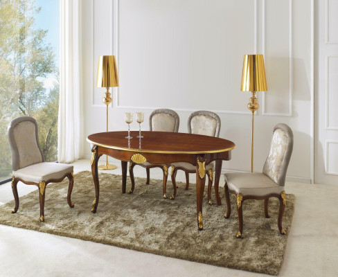 Set Garnituur 5-delig eettafel 4 stoelen Luxe eetkamer meubelgroep Italiaanse meubels.