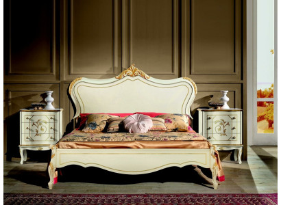 Luxe bed 160x195cm met houten hoofdeinde en 2 nachtkastjes Italiaanse meubels Nieuw