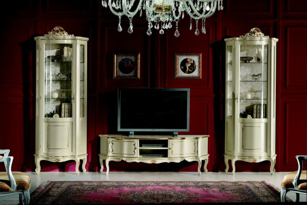 Ontwerp set garnituur 3-delig RTV met 2x vitrine Italiaanse luxe meubels barokstijl