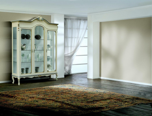 Ontwerp Italiaanse luxe houten meubels barok kast vitrinekast wit woonkamer xxl nieuw.