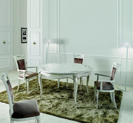 Italiaanse meubelen Eettafel 4x stoelen Houten tafel Eethoek Klassiek design