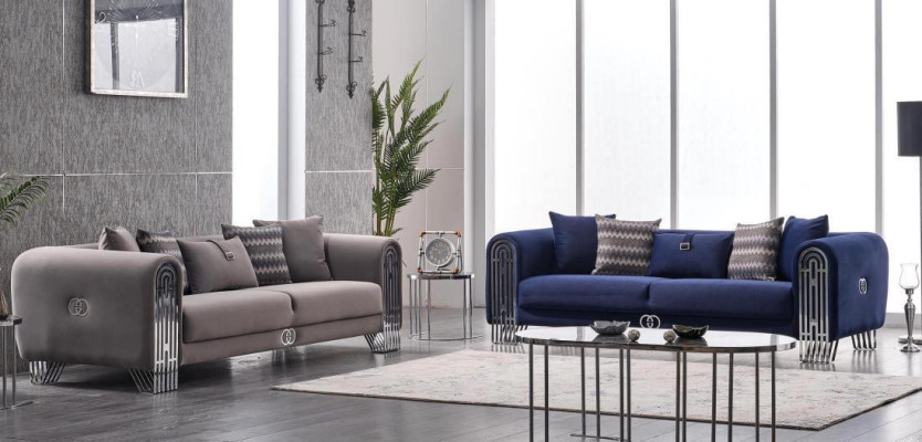 Sofa set 3-zits luxe stof set 3-delig gestoffeerde bank textielmeubels