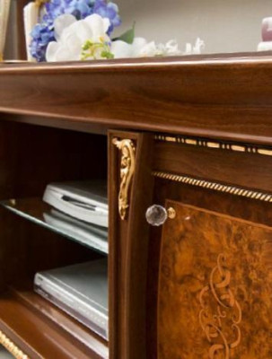 tv-standaard kast Luxe woonwanden Woonkamer lijn Nieuwe set Vitrine Houten meubels