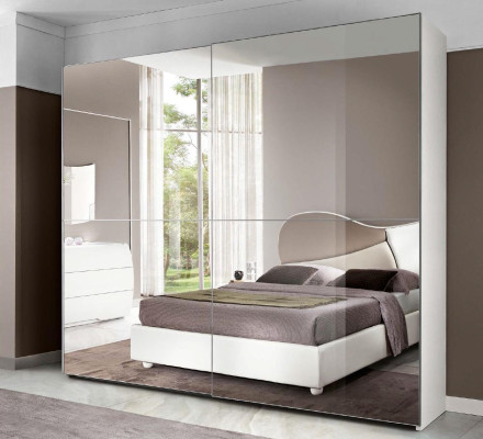 Garnituur Set 6-delig Slaapkamer Bed Nachtkastje Dressoir Spiegel Kledingkast