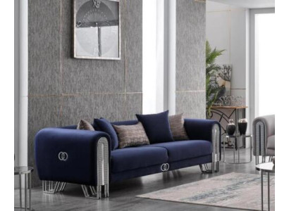 Luxe bankstel meubels woonkamer banken Blauw 240cm driezitsbank.