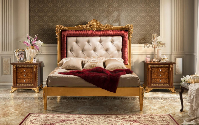 Bed slaapkamerset design luxe bedden nieuw barok meubilair 2x nachtkastje 3-delig.
