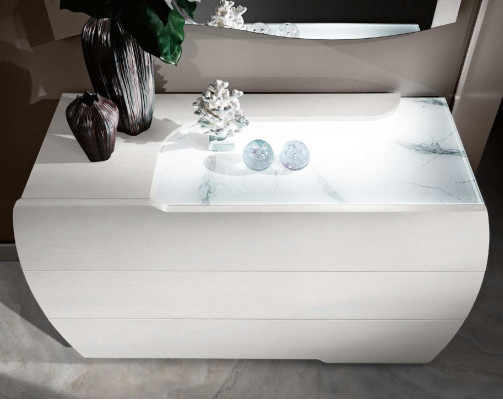 Luxus set 6-delige slaapkamer bed nachtkastje ladekast spiegel kledingkast hout