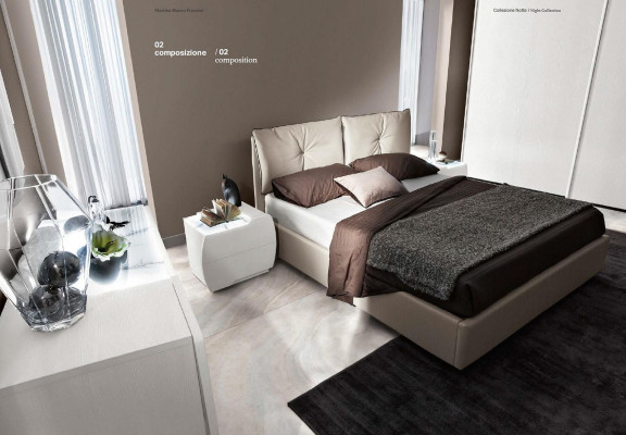 Luxus set 6-delige slaapkamer bed nachtkastje ladekast spiegel kledingkast hout