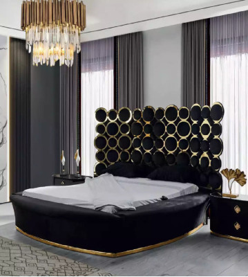 Designer bed Luxus textielbedden Slaapkamer Tweepersoonsbed 200x200cm Bedframe