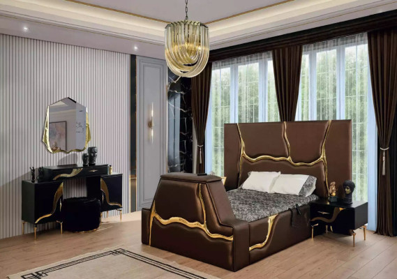 Ontwerp bed gestoffeerde bedden tweepersoonsbed huwelijk meubels luxe slaapkamer bedframe