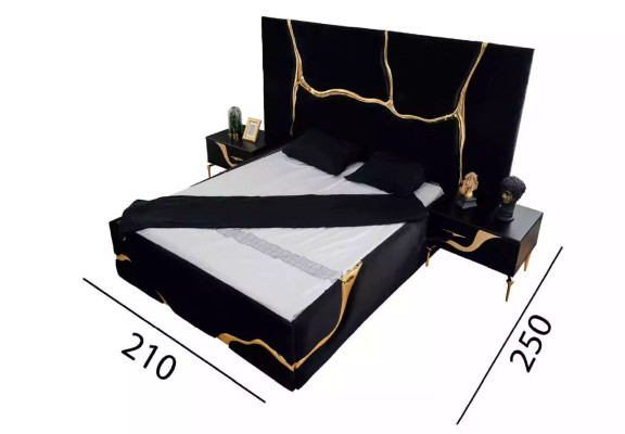 Luxe slaapkamer meubels bed met gouden slangenpatroon bedden 200x200