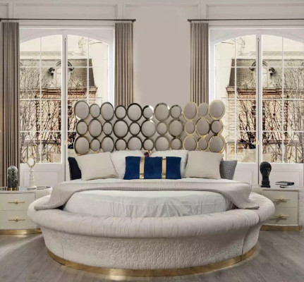 Luxe bed 2x nachtkastje set bedden tweepersoonsbed slaapkamer hotel huwelijk 3-delig.