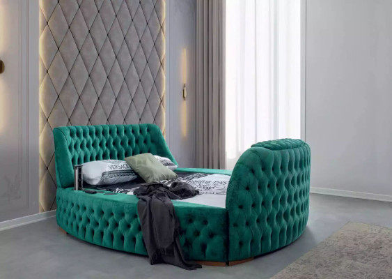 Chesterfield bed meubels tweepersoonsbedden Green Round Beds Luxury Hotel met lift
