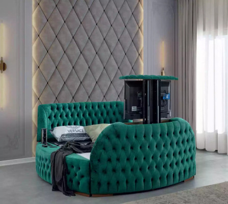 Chesterfield bed meubels tweepersoonsbedden Green Round Beds Luxury Hotel met lift
