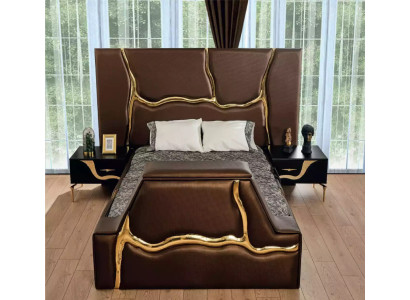 Slaapkamer bed 2x nachtkastjes luxe beddenset compleet design meubels 3-delig.