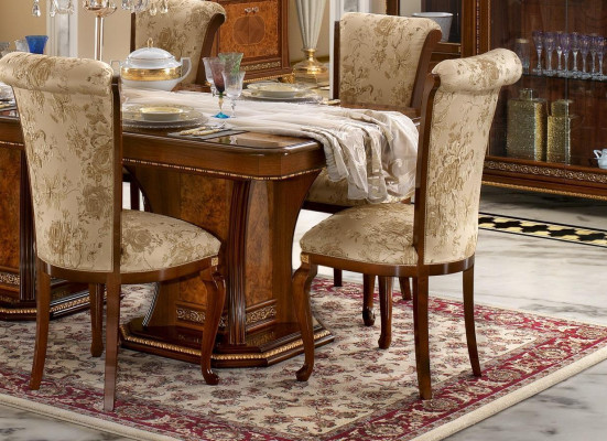 Eetkamerset met stoelen 6x, eetgroep in antieke stijl, tafel 7-delig, nieuw