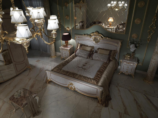 Slaapkamermeubelset - Bed met twee nachtkastjes in een modern ontwerp