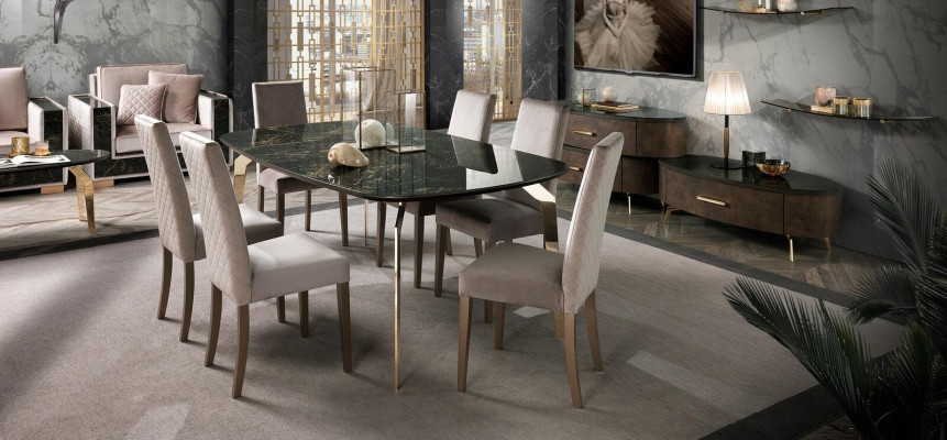Luxe set eetkamer eettafel stoel XL tafel tafels stoelen hout design 7 delig Nieuw