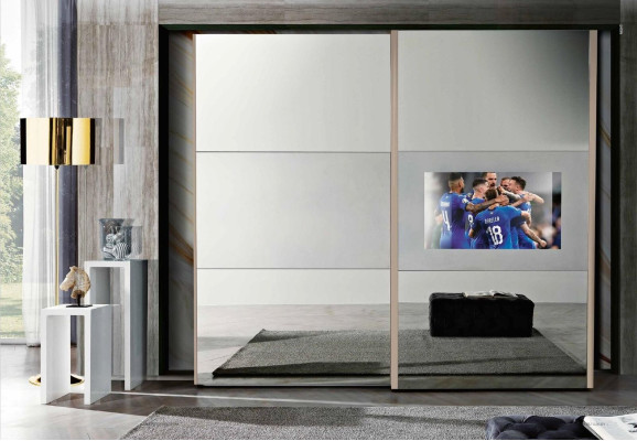 Kledingkast Kasten Kledingkast Luxe Hout Schuifdeuren tv met televisie