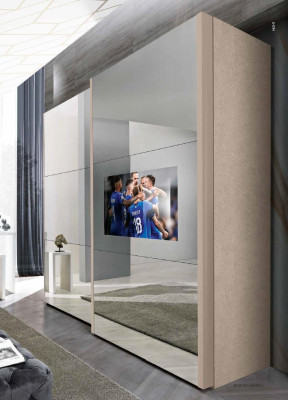 Kledingkast Kasten Kledingkast Luxe Hout Schuifdeuren tv met televisie