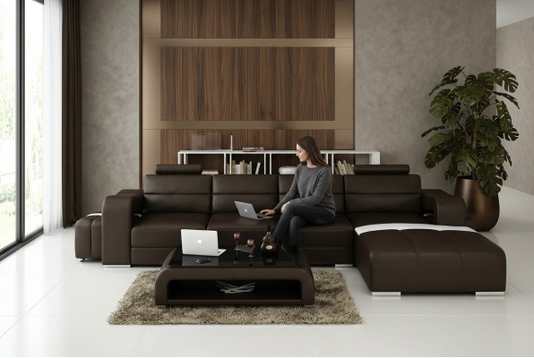 Leren bank Bank woonlandschap Hoekbank Hoekbank Design Moderne Bank F3008C