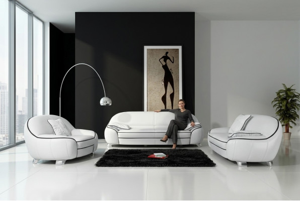 Leren bank bank woonlandschap 3+2+1 zits bankstel design modern sofa F3013