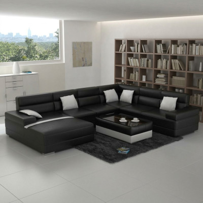 Leren bank Bank Woonlandschap Hoekbank Hoekbank Set Design Modern Bankstel F3016 nieuw