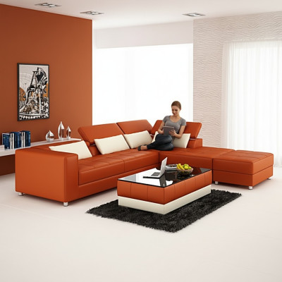 Leren bank Bank Woonlandschap Hoekbank Hoekbankstel Design Modern Bankstel F3018