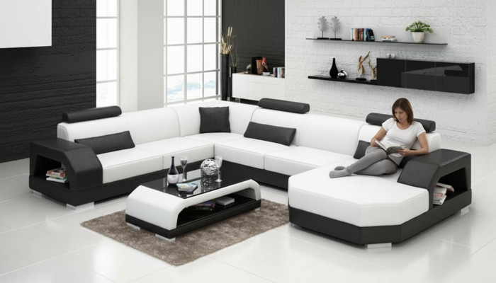 Leren bank Bank Woonlandschap Hoekbank Hoekstel Ontwerp Modern Sofa G8001