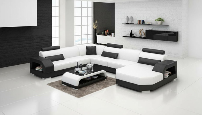 Leren bank Bank Woonlandschap Hoekbank Hoekstel Ontwerp Modern Sofa G8001