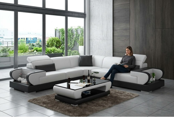 Leren bank Bank Woonlandschap Hoekbank Hoekstel Ontwerp Modern Sofa G8002B