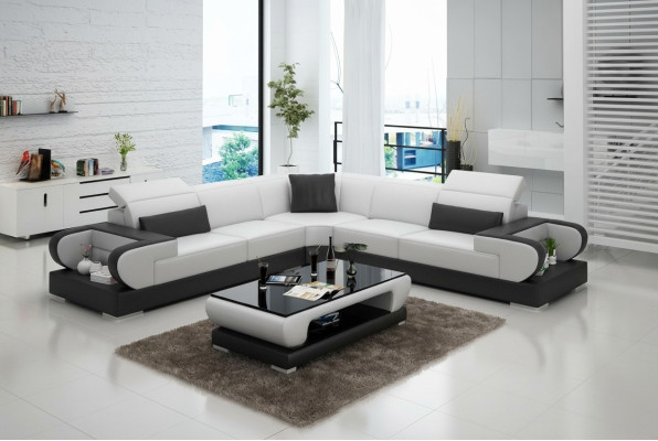 Leren bank Bank Woonlandschap Hoekbank Hoekstel Ontwerp Modern Sofa G8002B