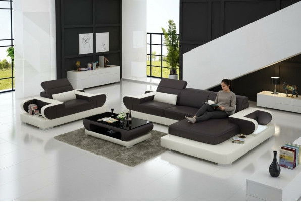 Ontwerp XXL Grote Bank Hoekbank Leren Bank Fauteuil Bekleding Woongebied G8002E