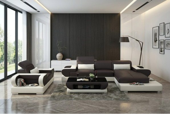 Ontwerp XXL Grote Bank Hoekbank Leren Bank Fauteuil Bekleding Woongebied G8002E