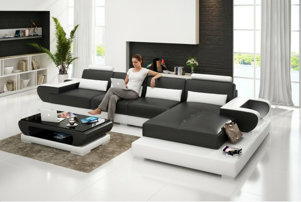 Leren bank Bank Woonlandschap Hoekbank Hoekbank Ontwerp Moderne Bank G8003C