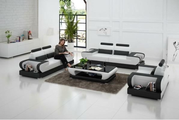 Leren bank bank woonlandschap 3+2+1 zitplaatsen set ontwerp modern bankstel G8003D