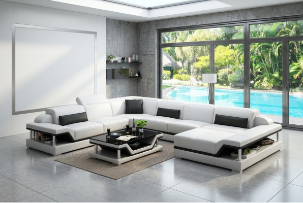 Lederen bank Bank Woonlandschap Hoekbank Hoekbank Set Design Modern Sofa G8004