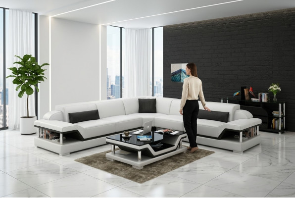 Leren bank Bank Woonlandschap Hoekbank Hoekstel Ontwerp Modern Sofa G8004B