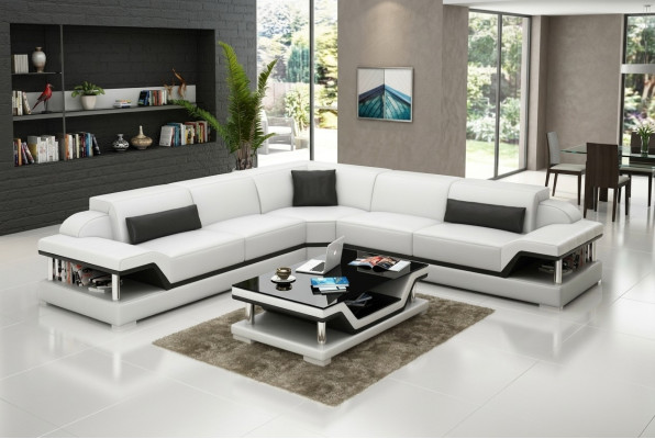 Leren bank Bank Woonlandschap Hoekbank Hoekstel Ontwerp Modern Sofa G8004B