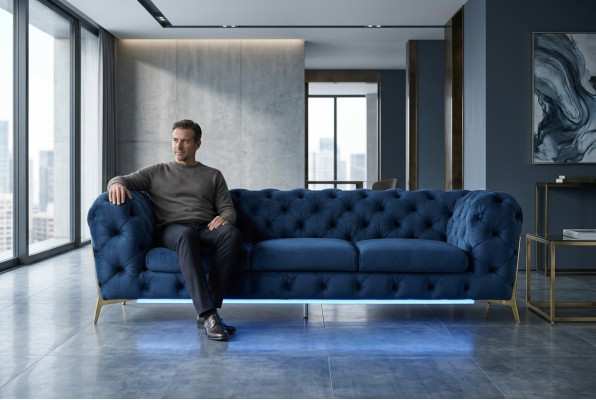 Chesterfield zitplaats van textiel stof 2-zits woonkamer bank bankstel