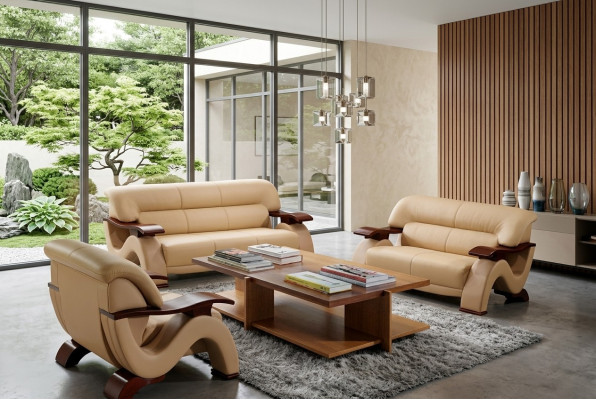 Sofa set van leer, bankstelset 3 + 2 (zonder fauteuil) bank zitkussens set 2033