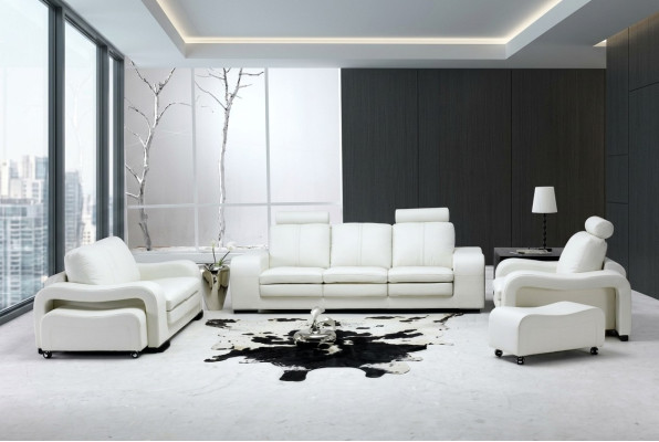 Ledersofa Bank Woonlandschap 3+2+1 Zitsbank Salon Design Modern Bankstel A1112