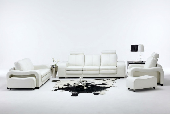 Ledersofa Bank Woonlandschap 3+2+1 Zitsbank Salon Design Modern Bankstel A1112