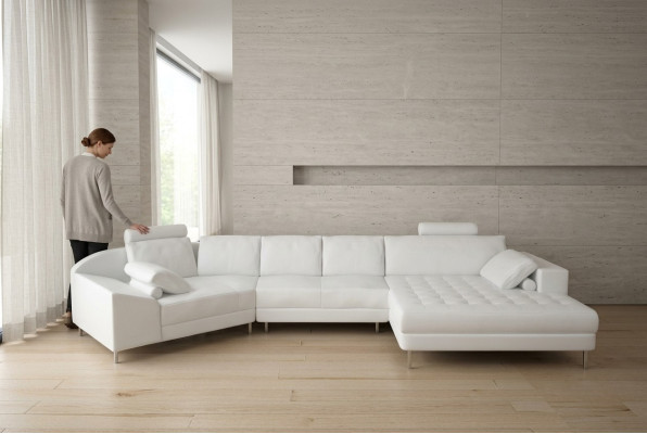 Ledersofa Bank Woonlandschap Hoekbank Hoek Bankstel Ontwerp Modern Sofa A1116