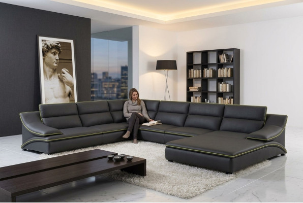 Leren bank Bank Woonlandschap Hoekbank Hoekbank Set Ontwerp Modern Bankstel