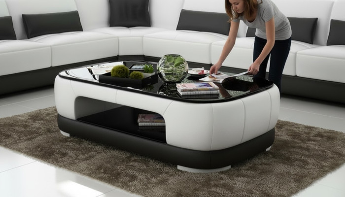 Gevoerde salontafel Tafel Salontafels Glazen tafel Bijzettafel