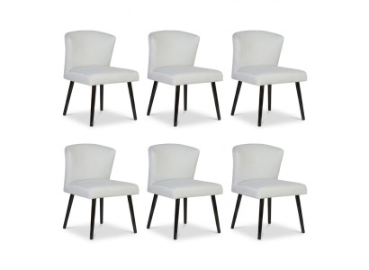 6x Lederen bekleding zitstoel leuning stoel ontwerp lounge club fauteuil set nieuw