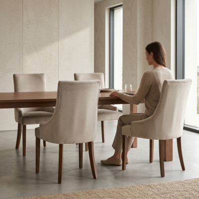 4x Ontwerper Gestoffeerde Stoel Set Bank Stoelen Compleet Rugleuning Zit Lounge