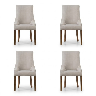4x Ontwerper Gestoffeerde Stoel Set Bank Stoelen Compleet Rugleuning Zit Lounge