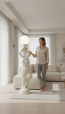 Staande lamp sculptuur figuur lampen licht Egypte standbeeld figuren sculpturen 1680